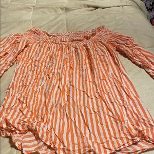 Orange and white stripe top
